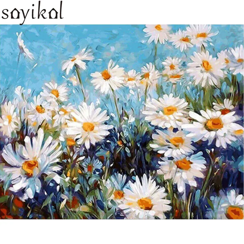 DIY Painting Calligraphy Coloring By Numbers Hand Painted Canvas Picture Number Drawing Brush Paint Sunflower Home Decor | Дом и сад