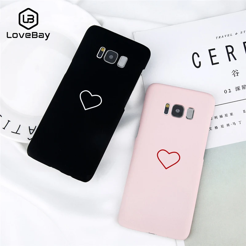 

Lovebay Phone Case For Samsung Galaxy S7 Edge S8 S9 Plus Note 8 Fashion Cute Cartoon Love Heart Ultra Thin Hard PC For Note 8