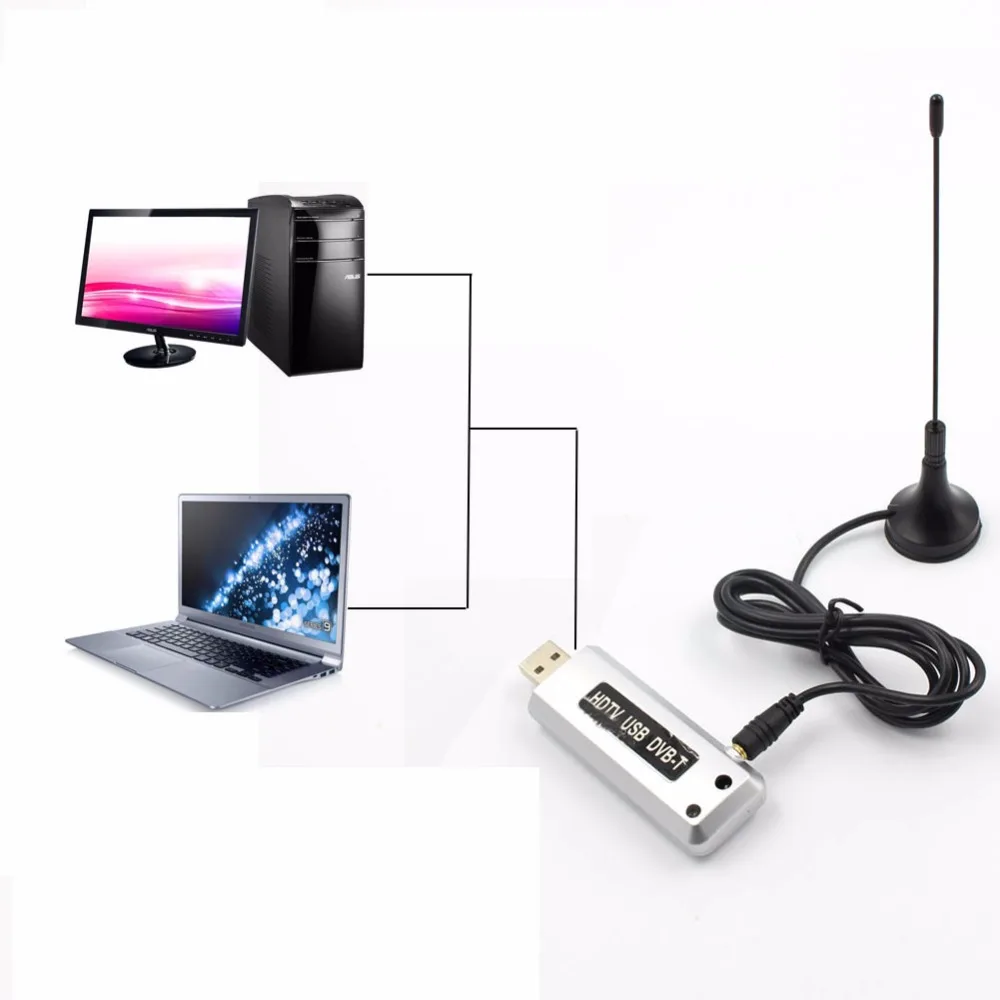 

1pc USB 2.0 DVB-T Digital TV Receiver HDTV Tuner Dongle Stick Antenna IR Remote