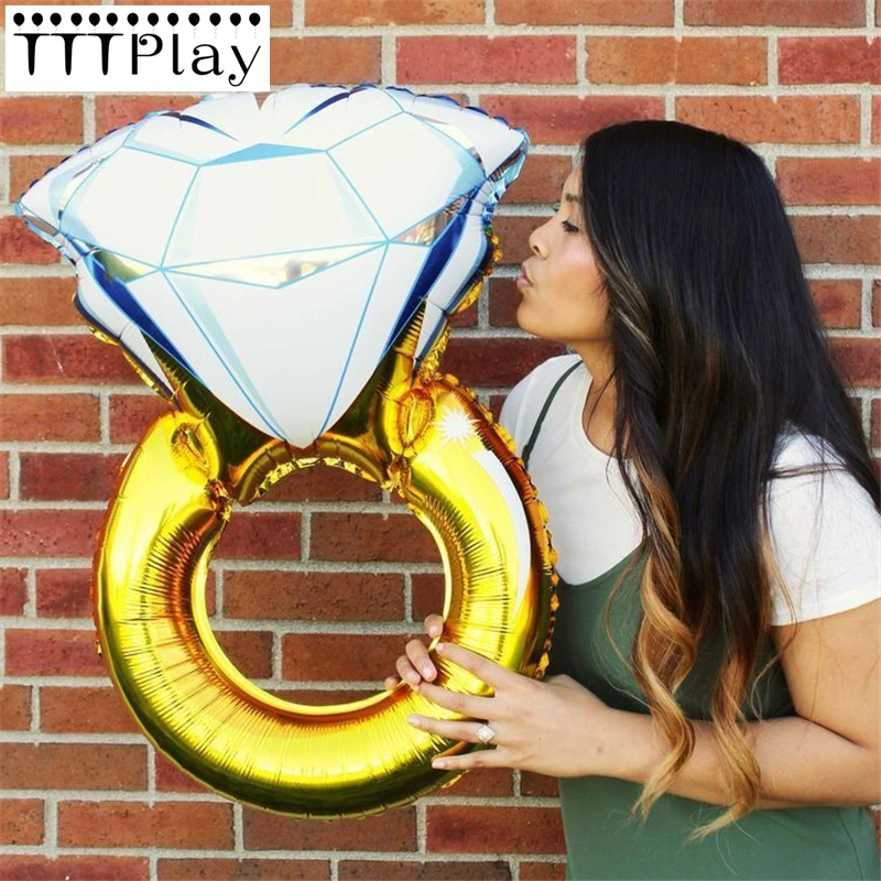 

84*54 cm Large Size Lover Wedding Marriage Balloon, Diamond Balloon Bride Ring Engagement Foil Valentine Balloons Party Supplies