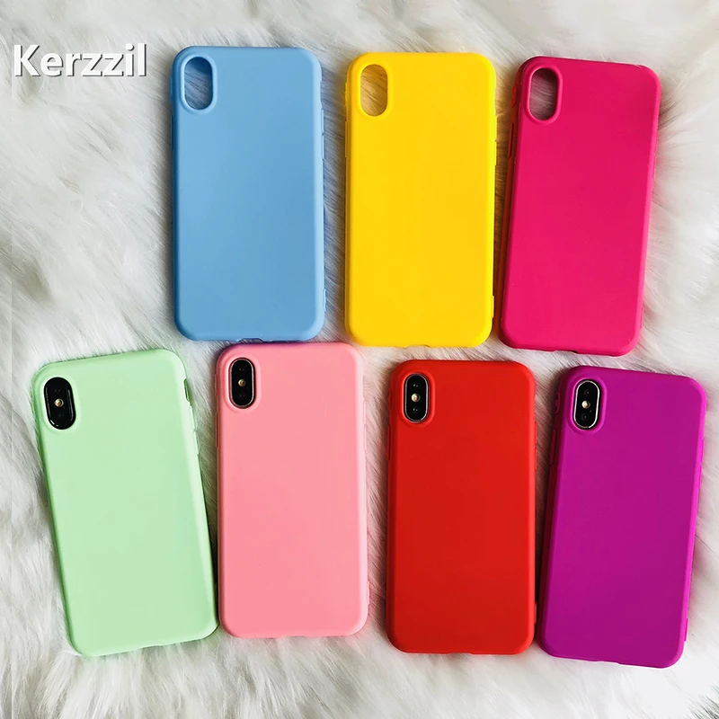 

Kerzzil Candy Color Silicone Phone Case For iPhone X 7 6S 10 Anti-Knock Shockproof TPU Cases For iPhone 6 6s 7 8 Plus Cover Capa