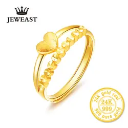 24 К Золотое кольцо Настоящее чистое твердое Au999 желтое золото любовь ряд круг кольцо женская модель кольцо подарок как подруга изысканные