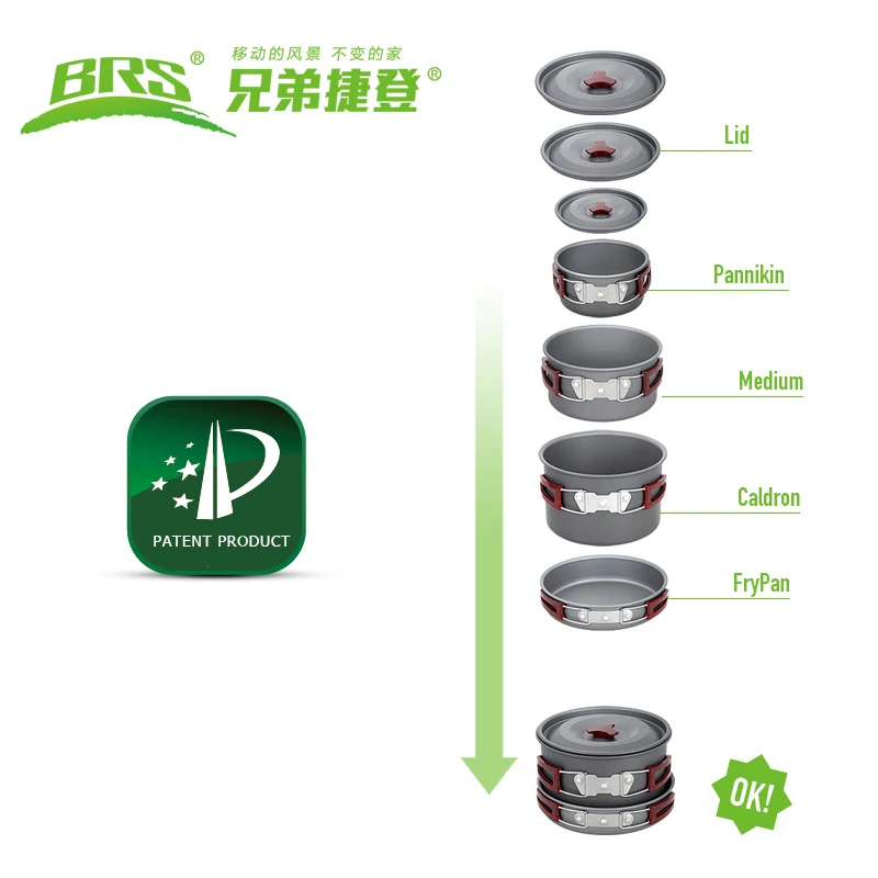 BRS-155 aleación de aluminio al aire libre camping Cookware pot pan tazón 4-5 personas para la caza que acampa traving