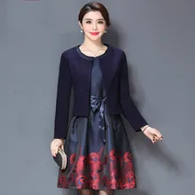 Высокое качество Женская рабочая одежда осень зима свадебное платье наборы среднего возраста размера плюс модные костюмы приталенное платье