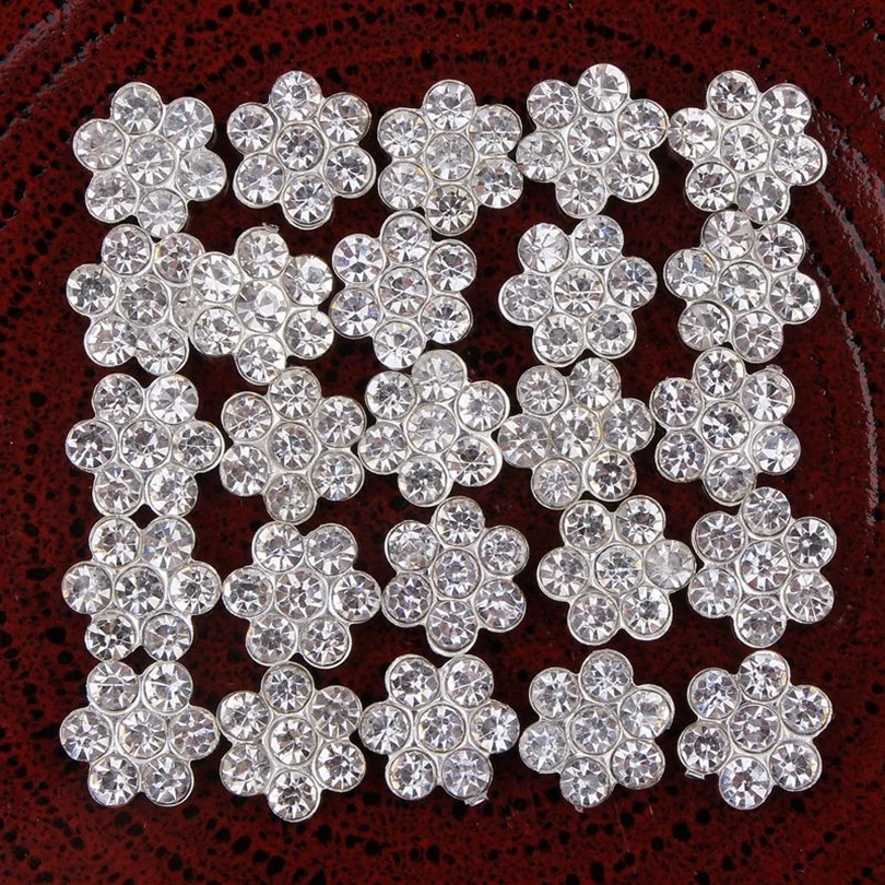 

30pcs/lot 11MM Acrylic Metal Snow Rhinestone Button For Craft Flatback Crystal Decorative Buttons For Hair Accessories Wholesale