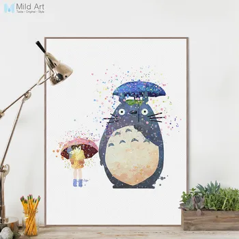 

Watercolor Miyazaki Japanese Anime Totoro Movie Posters Prints Kids Baby Girl Room Decor Kawaii Wall Art Picture Canvas Painting