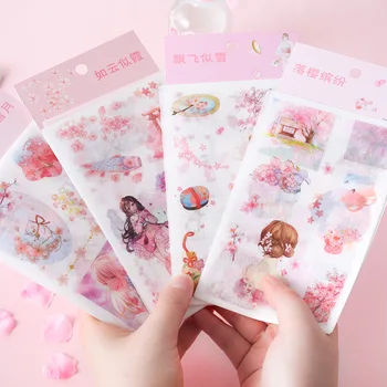 

6 pcs/lot Cute Decorative Cherry Blossoms Stickers Scrapbooking Bullet Journal Stickers Kawaii Handmade Japanese Stationery