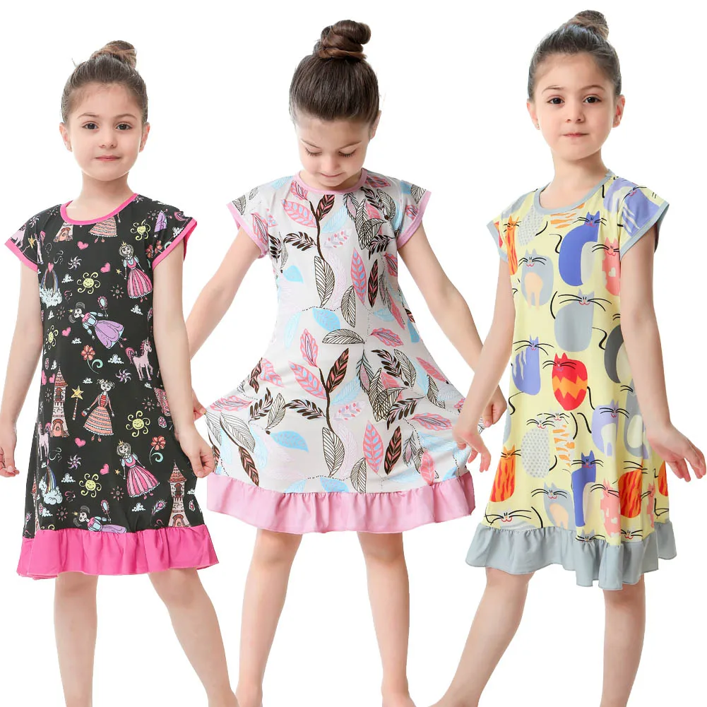 Платья для маленьких девочек детское летнее платье Платья с цветочным принтом для девочек от 2 до 10 лет, одежда для девочек новые летние платья