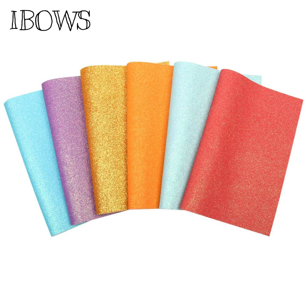 

IBOWS 22*30cm Shiny Fine Glitte Synthetic Leather Fabric for DIY Bag Shoes Accessories Fabric Handmade Hair Bows Craft Material