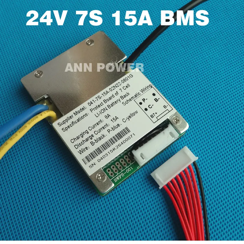 Батарея для электровелосипеда 7S 24V 15A BMS 24v литиевый аккумулятор BMS для электровелосипеда 24V 8Ah 10Ah 12Ah литий-ионный аккумулятор с функцией баланса