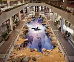 Современные пользовательские 3D пол Mural самолет taphrogenic Нескользящие водонепроницаемые Самоклеящиеся ПВХ обои