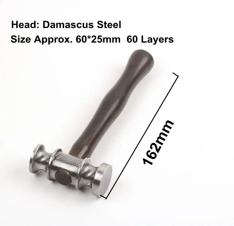Handmade Damascus mini Hammer Ebony wood handle Leather Craft Tools Hammer 2