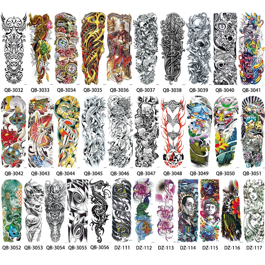 1 قطعة الوشم ملصق كامل زهرة الذراع الأسماك الطاووس لوتس نمط المؤقتة ماكياج الجسم الفن نقل المياه ملصقا الوشم DZ-112