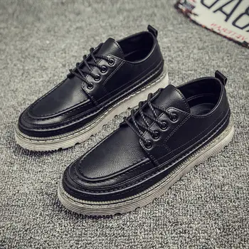 

Men Casual Shoes High Quality Leather Retro Round Toe Comfortable Shoes Solid Classic Lace-up Shoes zapatos de hombre K3-81