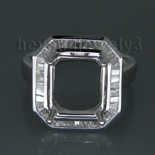 Винтаж принцессы 9 мм 18kt белого золота кольцо Маунт Semi, багет алмаз полу крепления кольца для продажи wu087