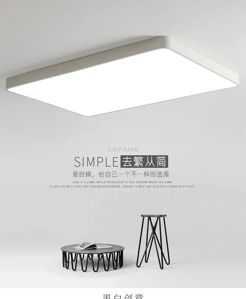 LOFAHS прямоугольные Алюминиевые Современные светодиодные потолочные лампы для гостиной спальни потолочные светильники белый/черный потолочный светодиодный светильник