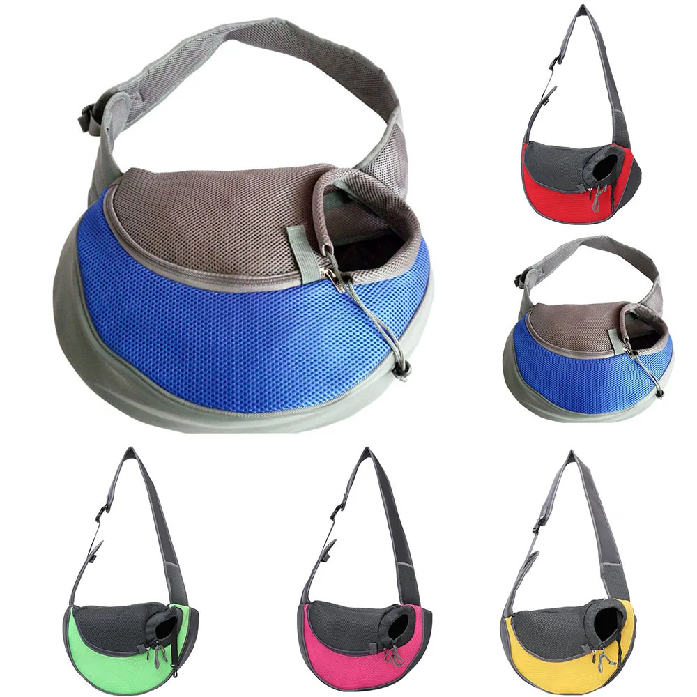 

2019 Pet Puppy Carrier Outdoor Travel Handbag Pouch Mesh Oxford Single Shoulder Bag Sling Mesh Comfort Travel Tote Shoulder Bag