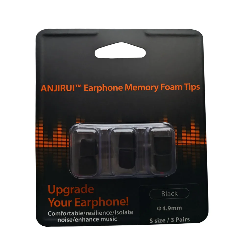 

ANJIRUI original foam tips T400 S 4.9mm caliber ear pads/cover T400 3 pairs memory sponge ear style for in-ear style earphone