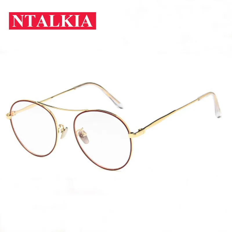 Real Monturas De Gafas Korean Double Beam Metalframes Male Female clear lens Retro Fake no degree Eyewear Metal round glasses Real Monturas De Gafas Korean Double Beam Metalframes Male Female clear lens Retro Fake no degree Eyewear Metal round glasses