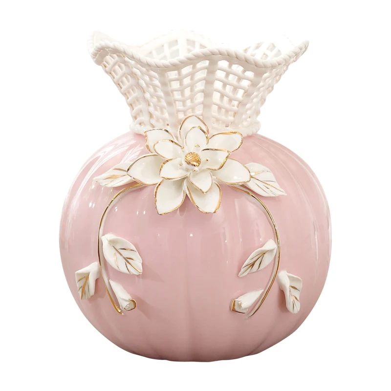 Modern Art Ceramic Vase Pink & Blue Stereoscopic Flower Home Decor Wedding Centerpieces Artistic Design 5