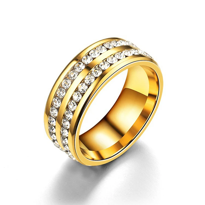 Женское модное кольцо для похудения, для здоровья, сжигания жира, потери веса, Anillo Mujer Bague, Кристальные кольца из нержавеющей стали, ювелирные изделия - Цвет основного камня: Золотой