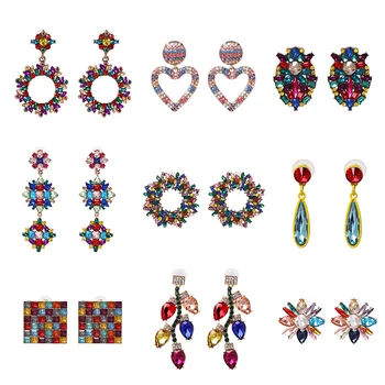 

FASHIONSNOOPS Boho Crystal Stud Earrings For Women Luxury Charm Statement Earrings Jewelry Girl Gifts Wholesale