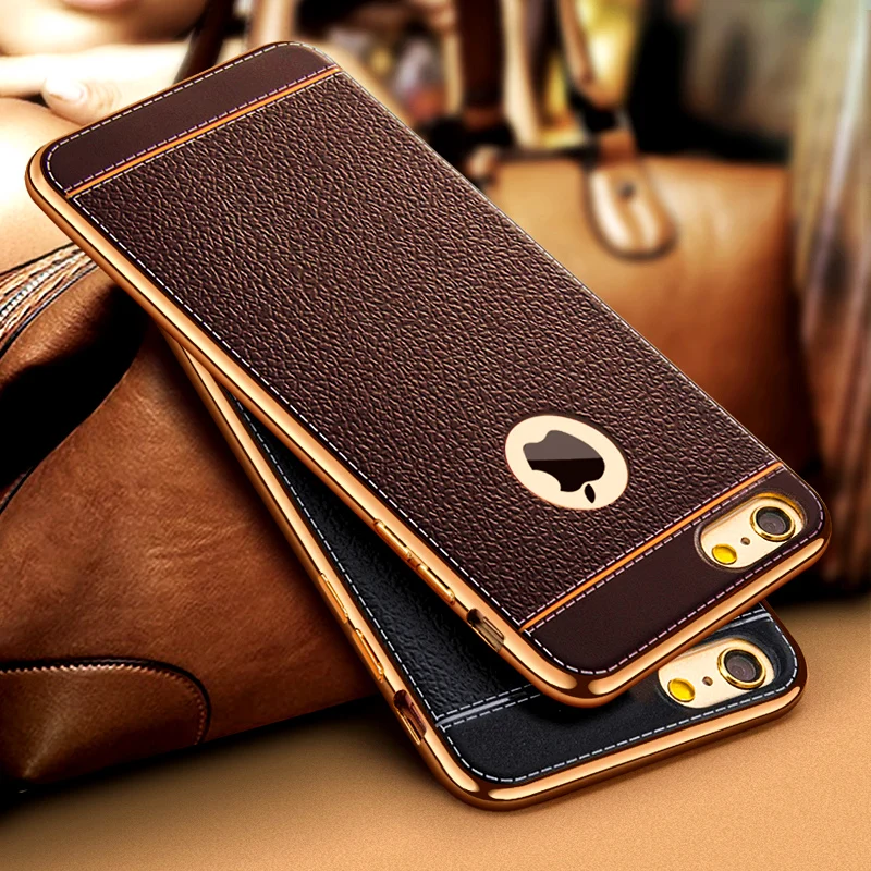 

Luxury 3D Leather Retro Phone Case For iPhone 11 Pro XS Max XR X 7 8 5 5S SE 6 6S Plus Plating Soft TPU Silicone Back Cover Capa