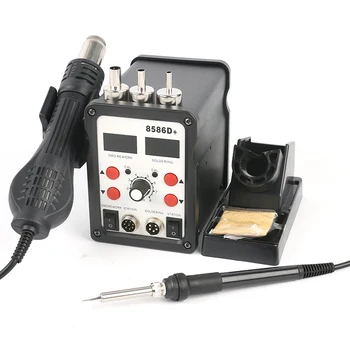 

8586D ESD BGA Digital Regulator Solder Station Hot Air Gun Electric Soldering Iron 2 In 1 Welding Tool Kit For Phone/PCB Rework
