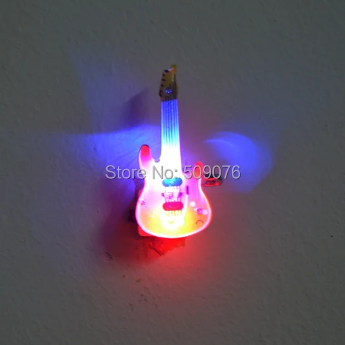 

Free shipping 200pcs/lot guitar Flashing LED Light Up Badge/Brooch Pins Music theme Gifts