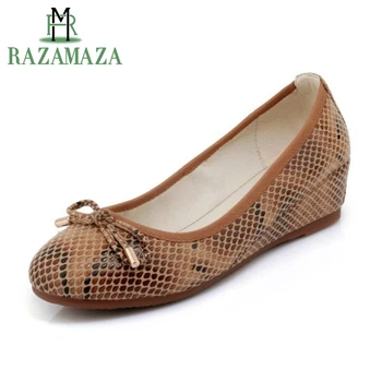 

ZALAVOR Fashion Women Genuine Leather Wedges Shoes Women Pattern Wedges Pumps Patry Club Mature Shoes Women Footwear Size 34-40