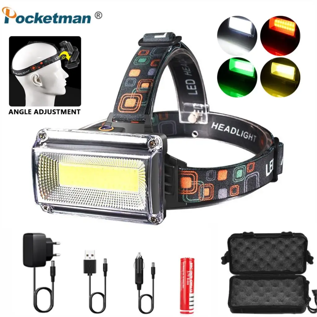 

20000LM Powerful COB LED Headlight Rechargeable Headlight Flashlight 18650 Battery Waterproof Outdoor Hunting Fishing Light