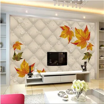 

3d wallpaper custom frescoes non-woven photos autumn red leaf maple leaf 3d tv background wall mural wallpaper of living room