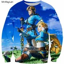 Game The Legend of Zelda 3D Printed Blue Sweatshirts Men/women Fashion Crewneck Long Sleeves Hoodies Boy Streetwear Coat Clothes