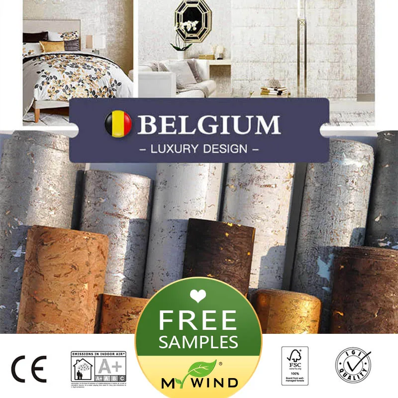 2019 New Style Light Gold Cork Wallpaper Design Natural Wood White Home Decor Wall Paper
