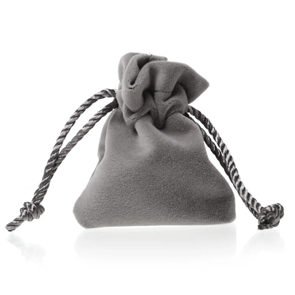 8SEASONS Velveteen Velvet Pouch Jewelry/Gift Bags Rectangle Gray With Drawstring 120mm x76mm(4 6