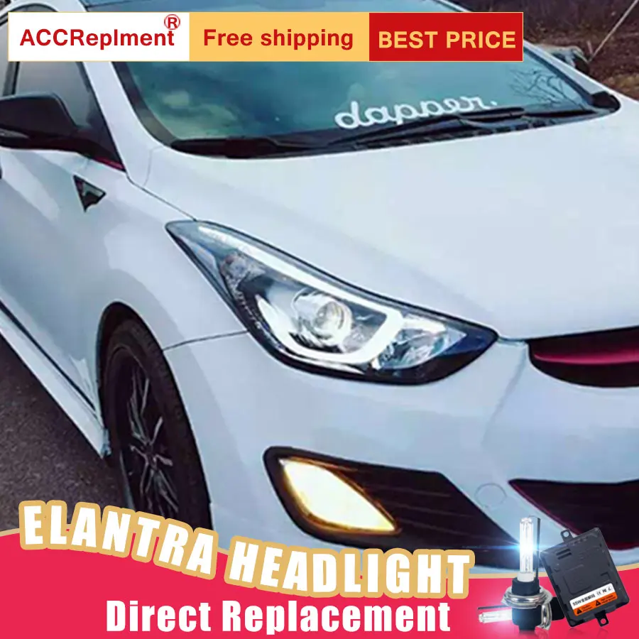 2Pcs LED Headlights For Hyundai Elantra 2012 2015 led car lights Angel
