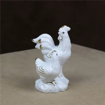 

Porcelain Fowl Lovers Figurine Ceramic Chicken Miniature Home Decor Wedding Gift and Craft Valentine's Day Ornament Accessories