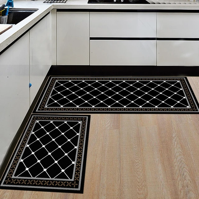 Black White Long Kitchen Carpet Floor Mat Living Room Hallway Area Rugs  Doormat Anti-Slip Entrance Door Mats Home Decor DropShip