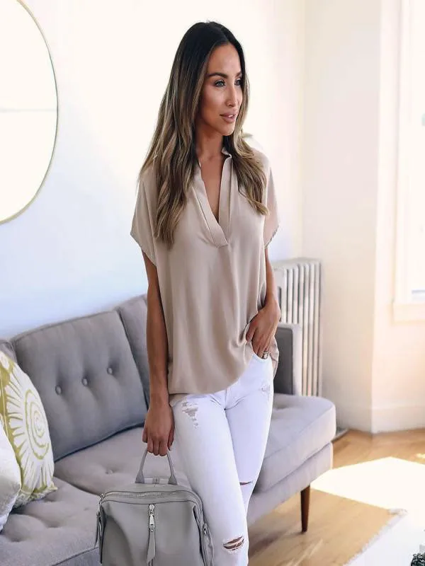 

Women Solid Summer Chiffon t-shirt Ladies femme Short Sleeve Casual Shirt Tops female Blusas korean style Short Sleeve T-Shirt