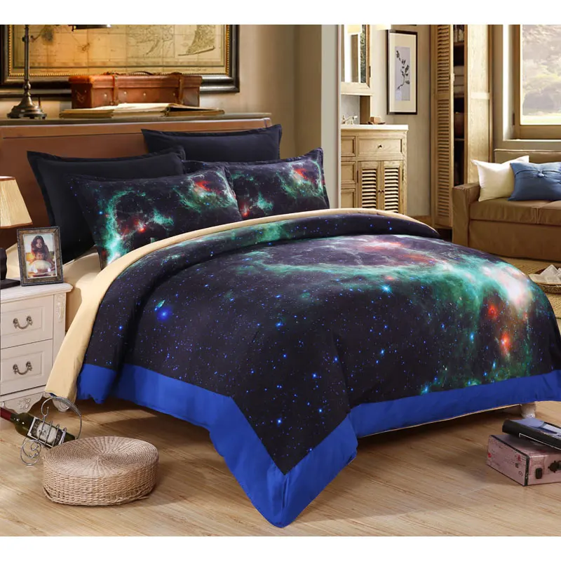 Us 51 11 30 Off 3d Galaxy Bedding Set King Queen Full Size Sets 4pcs Bed Space Linens Quilt Sheets Pillow Cases E In
