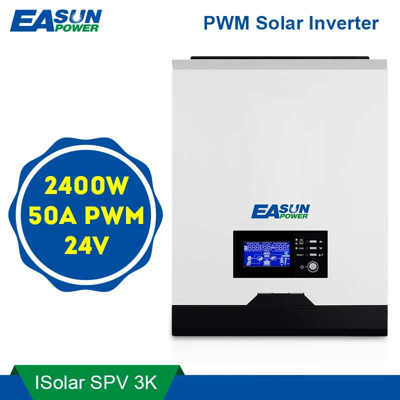 

EASUN POWER PWM Solar Inverter 2400W 24V 220V 50A PWM Pure Sine Wave Inverter 3Kva 50Hz Off Grid Inverter 25A Battery Charger