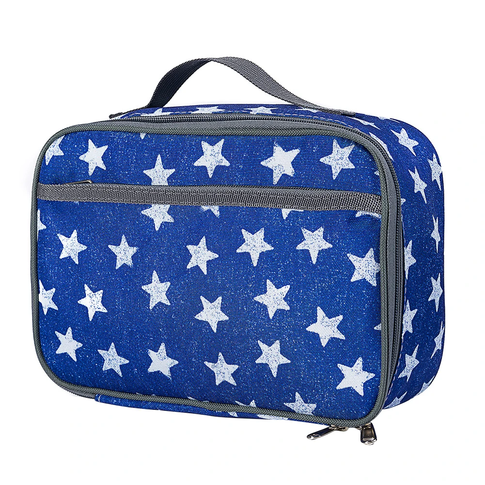 

Portable Square Insulated Pocket Mini Easy Clean Oxford Cloth Wear Resistant With Handle Reusable Durable School Print Lunch Bag
