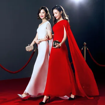 

Bride Party Dress One Shoulder Ball Gown Women Elegant Slim Cheongsam Wedding Long Qipao Luxury Tunic Dress Vestido XS-XXL
