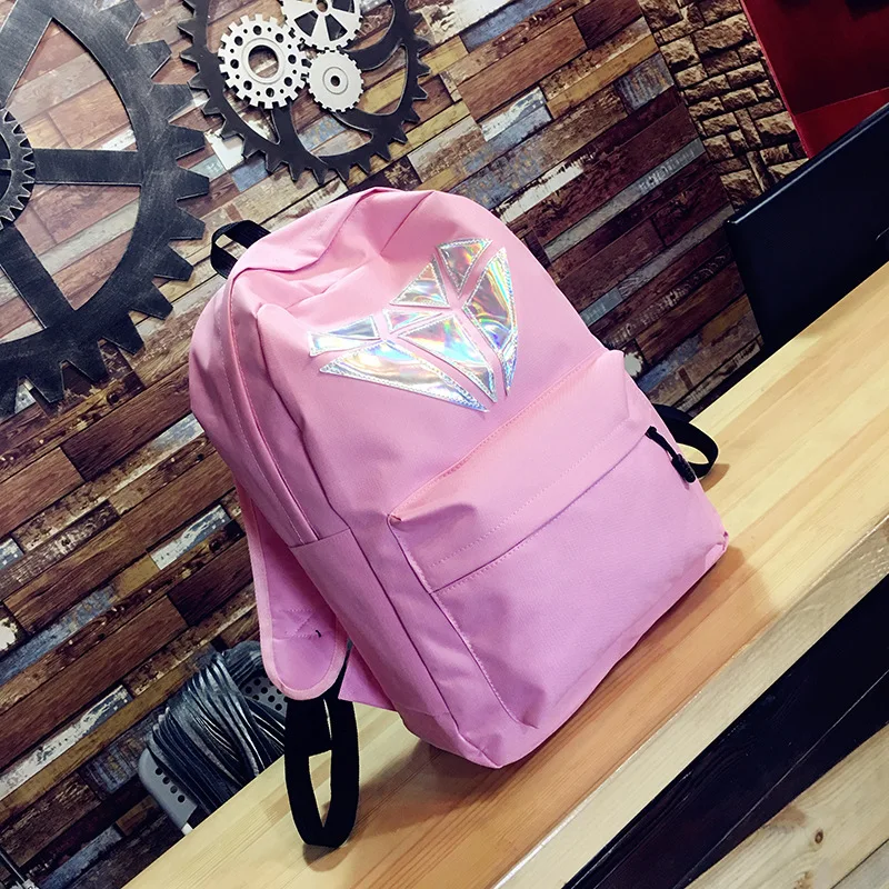 Модные геометрические лазерные школьные сумки для девочек-подростков, сумка для книг, Холщовый женский рюкзак, школьные сумки для подростков, черный