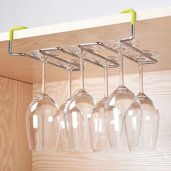 

[] every day special offer household wine cup rack nail free hanger bar decoration goblet cup frame upside down