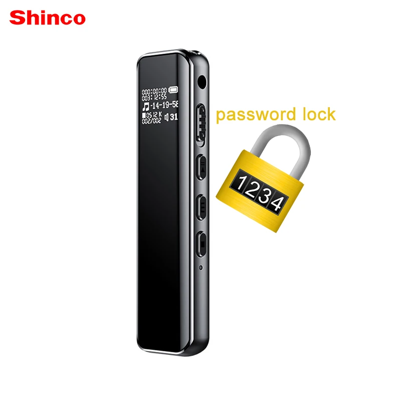 

Shinco V19 Smart Lock Voice Recorder Professional Digital Audio Voice Activated Recorder Mini Dictaphone MP3 Music Player