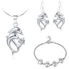 Pendant necklace Earrings ring NEW 925 Sterling Silver Austria crystal exports to Europe and dolphin set Korean