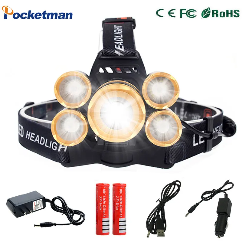 16000LM T6+4*XPE LED Headlamp 5LEDs Headlight Waterproof Lamp Zoomable