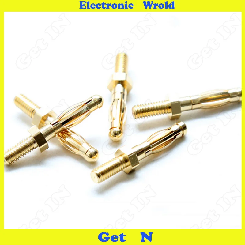 

10pcs 4mm Banana Plug Panel Mount One Pure Copper Gold Plated Connector Jack M4 Thread H-2031