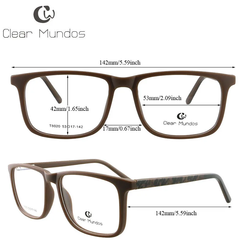 CLEAR MUNDOS New Arrival TR90 Glasses Frame for Adults Flexible Optical Frames Eyeglasses No Degree Clear Lens Eyewears #T8020